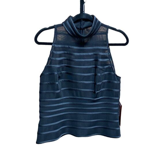 JS Collections Black Mock Neck Mesh Sleeveless Blouse Size 12 NEW - Picture 4 of 8